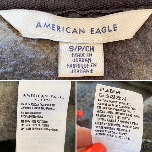 American Eagle Camo Fuzzy Sherpa Zip up Jacket sweatshirt Size S - Picture 9 of 10